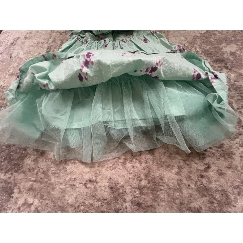 Cherokee Girls Dress Size 7/8 Mint Green Floral Bubble Hem Smocked Easter Spring - Picture 7 of 9